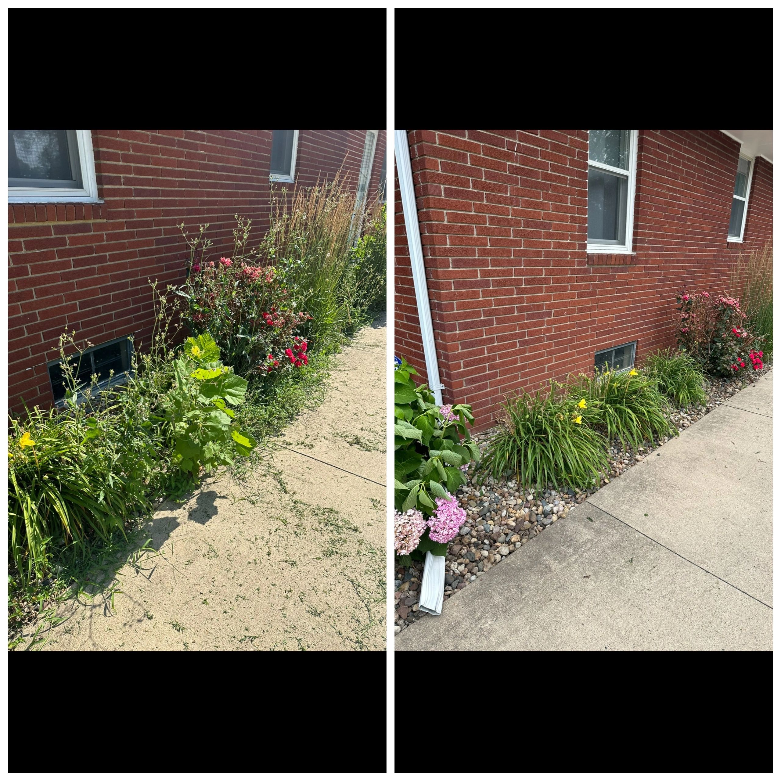 Foundation bed with river rock mulch